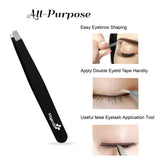 Eyebrow Grooming Set, 3Pcs Tweezers Set, Curved Stainless Steel Scissors, Spoolie Eyebrow Brush With Black Case Eyebrow Kit For Men And Women | 100% of Satisfaction