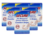 Secure Denture Adhesive Comfort Strips, 15 Strips (Pack of 6)