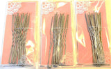 3 Pack Amish Heavy Duty Bun Hair Pins, Snagless (3 inch Crinkled Silver)