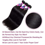 Mornice Hair 3 Bundles 10A Brazilian Straight Virgin Hair 14" 16" 18", 100% Unprocessed Remy Natural Color Black Brazilian Straight Human Hair Weave Extensions