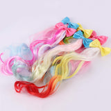 6 Pcs Hair Braided Extension with Cute Clips Bows for Girls Teens Toddlers Kids Party Birthday Hair Accessories