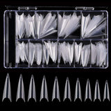 krofaue 500PCS Stiletto False Nail Tips Acrylic Gel Salon Tip Fake Nail 10 Size with box for Nail Art Salons and at Home (Clear)