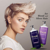 MAJESTIC PURE Purple Shampoo and Conditioner Set - Eliminates Brassy Yellow Tones & Brighten Blonde, Platinum, Ash, Gray and Silver Hair, For Color Treated Hair, Sulfate Free & Paraben Free, 16 fl oz each