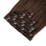 Brazilian Human Hair Clip in Hair Extensions 20inch Double Weft Straight Clip on Human Hair Dark Brown 100% Remy Hair Extension Grade 8A 8pcs/Lot 120G (20inch #2Dark Brown)