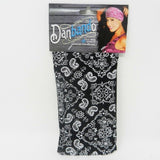 Danbando Headband Head Wrap Bandanna Black White Paisley 4 Way Spandex Stretch Sweatband