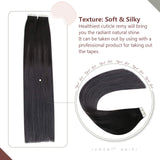 Ugeat Tape in Hair Extensions Human Hair, Tape in Hair Extensions 24inch Tape in Balayage Hair Extensions 50g 20pcs Remy Human Hair Extensions Tape in Natural Straight Hair #1B to Silver Tape Ins