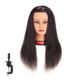 20-22" 100% Human Hair Mannequin Head Training Head Cosmetology Manikin Head Doll Head With Free Clamp (natural black)