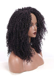 DQ Kinkys Curly Afro Lace Front Wigs Synthetic 16 Inch L Part Heat Resistant Replacement Wigs for Women, Hand Tied Natural Hairline Half Machine Made 90% Black Color Mixed 10% 99J(16 inch, Mixed 99J)
