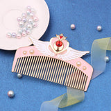 Christmas Gift Sailor Moon Makeup Comb Hair Brush Girls Hairbrush Hair Comb Girls Hairdresser (Red Heart)