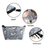 Cartoon Alpaca Pattern Cosmetic Bag for Women, Portable Travel Makeup Pouch Multifunction Accessories Organizer Case with Zipper Toiletry Purse