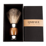 QSHAVE 100% Best Original Pure Badger Hair Shaving Brush Handmade. Faux Agate Handle. Perfect for Wet Shave, Safety Razor, Double Edge Razor
