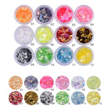 Minejin Nail Art Round Mermaid Glitter Sequins With Broken Shell Glass Paper Candy Foil Paillette Flakes Diy Tips 2 Set