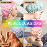 6 Pieces Woman Shower Caps Waterproof Bath Cap Double-layer Bath Hat Bathing Shower Caps for Women to Cover Long and Thick Hair