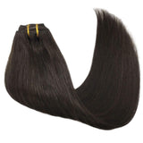 16Inch Clip in Human Hair Extensions Brazilian Straight Hair Double Weft Clip on Hair Extensions Thick Hair Extensions Grade 8A 8Pcs/Lot 120g (16inch 1BNature Black)