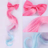 6 Pcs Hair Braided Extension with Cute Clips Bows for Girls Teens Toddlers Kids Party Birthday Hair Accessories