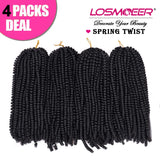 12 Inch Spring Twist Crochet Hair 4 Packs Bounce Bomb Spring Twists Braids Black Short Passion Twists Braiding Hair Extensions Synthetic Crochet Braids Hair for Women (30Strands/Pack; 1#)