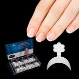 FINGERQUEEN 500 Pcs 10 Sizes French Short Style Acrylic False Nail Art Tips Finger Sticker Extension ToolFlower Handle with Number