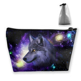 Galaxy Wolf 3D Printing Cosmetic Bag, Multifuncition Pencil Case Waterproof Makeup Pouch Travel Toiletry Accessories Organizer with Zipper for Women Purse
