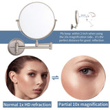 DOWRY 8-Inch Double-Sided Wall Mounted Makeup Mirror with 10x Magnification,Satin Nickel Finish 1306N(8in,10x)