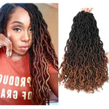 Wavy Gypsy Locs Ombre Crochet Hair 18" 6 Packs/Lot Godness Faux Locs 100% Kanekalon Fiber African Roots Dreadlocs Curly Synthetic Braiding Hair Hair Extensions (T1B/30/27#, 18 inch)