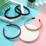 4 Pieces Crystal Rhinestone Headbands Shiny Non-Slip Beaded Hairband Bling Bling Hair Bands Hair Accessories Hair Decoration for Women Girls (Purple, Black, Champagne, Navy Blue, 1.2 cm/ 0.5 Inch)