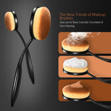 Yoseng Makeup Brush Set of 10Pcs New Fashionable Super Soft Professional Oval Toothbrush Foundation Contour Powder Blush Conceler Eyeliner Blending Brush Cosmetic Brushes Tool Set with Box (Black)
