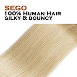 SEGO Clip In Hair Extensions Clip In Human Hair Extensions 100% Remy Hair Silky Straight 3/4 Head Double Drawn With Thick End 4 Pcs 8 Clips 40g 18 Inch #613 Bleach Blonde