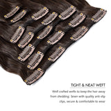 DILUSILK Clip in Hair Extensions 7 PCS Thick 20" 150g Soft Silky Body Wave Synthetic Hairpiece Chocolate Brown