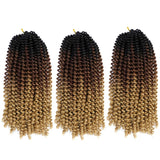 Spring Twist Hair Ombre Colors 3 Packs Synthetic Braiding Hair Extensions 8 inch fashion Crochet Braids (12 inch (Pack of 3), Black plus brown)