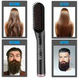 Beard Straightener with Beard E-Book and Beard Oil Hair Straightener Brush Beard Straightening Comb Gifts for Him Gifts for Men and Women