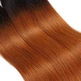 1B/30 Ombre Brazilian Hair Straight 3 Bundles Deals Color Black to Dark Brown 8A Silky Straight Human Hair Sew in Weave 10-26 Inch Unprocessed Hair (14"16"18")