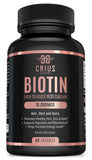 Crius Nutrition Biotin Supplement with Calcium for Thinning Hair, Skin and Nails (20,000mcg) - Hair Regrowth Treatment for Men and Women - Nail Strengthener and Growth Formula Biotin