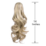 GIRLSHOW 14 Inch Short Wavy Claw Clip Ponytail Extensions Synthetic Hair Extensions Pony Tail Jaw Hairpiece Hair Extensions for Women Girls (Natural Ash Blonde & Bleach Blonde Highlights-14H613, 14 Inch)