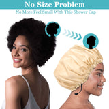 3 Packs Shower Cap, Extra Large & Adjustable & Double-Layer Waterproof Hair Cap for Women, Waterproof Exterior & EVA Lining, Oversized Design for All Hair Lengths, Adjustable Hem