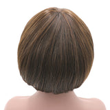 Afro Girls Cosplay Mushroom Wig Short Haircut With Bangs Bob Wig For Black Women (Brown)