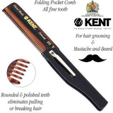 Kent 20T Handmade Fine Tooth Tortoiseshell Folding Comb + Hand Made Pocket Comb for Beard and Mustache - Beard Growth/Fine Tooth Comb - Beard Straightener for Men and Beard Grooming Kit