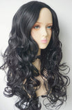 Black wig for women,Long Black Wavy Curly Hair Wigs Movie/TV SHOW Character costume 24 inches Middle Part Long Hair for Women and Girl (Black-no bangs)