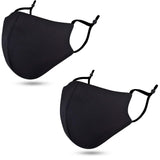 2 Pack of Reusable Face Maks for Men Women,Washable Breathable Face Bandanas with Adjustable Nose Clip and Earloop,Black