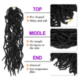 New Faux Locs Crochet Hair 18 inch Natural Soft Locs 7 Packs Goddess Crochet Locs Braids Synthetic Fiber Hair Extensions 1B#