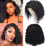 10 Inch Bob Lace Front Wigs Human Hair 150% Density Short Curly Bob Deep Wave 4x4 Closure Wigs for Black Women Human Hair Wigs with Baby Hair Pre Plucked Natural Color