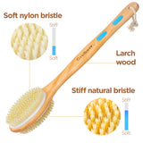 Gruberr Bath Body Brush Set - for Glowing Skin, Soft and Stiff Bristles, Short and Long Brushes for Easy Reach, Dry or Wet Brushing - Cellulite, Lymphatic, Exfoliating - Men, Women, Elderly - w/hooks