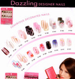 Cala Professional Dazzling Designer Nails in Maroon with Gold and Silver Glitter Detail # 87-950 + Aviva eco nail file