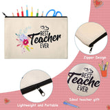 16 Pieces Teacher Makeup Bag Multipurpose Cosmetic Bag Teacher Pencil Case Bags Travel Toiletry Pouch Teacher Gift Canvas Bags with Zipper for Women Teacher (Flower Pattern)