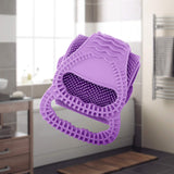 Body and back brush, 100% Silicone, [106 cm or about 40 in] in length, soft bristles, lathers well, long belt size, multiple colors, free hanger included (Purple)