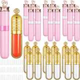 20 Pieces Empty Plastic Lip Gloss Tube with Lip Brush, Empty Lipstick Samples Refillable Lip Balm Bottle Container with 20 Rubber Inserts for Women Girls Cosmetic Liquid Travel Home Supplies