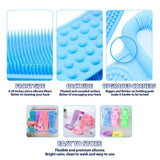 35" Silicone Bath Body Brush – Exfoliating Lengthen Silicone Body Back Scrubber – Easy to Clean, Lathers Well, Eco Friendly – Silicone Face Cleanser and Silicone Body Brush Glove Gray