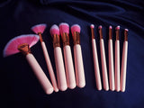 FIDDY898 Pink Professional Makeup Brush Set Powder Cream Blush Concealer Brush Nose Eye Lip Brush Kabuki Tools-10 pcs