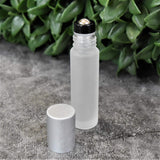 10ml Frosted Clear Roller Bottles for Essential Oils – Leakproof Rollers – Thick Frosted Glass with Silver Lid, Stainless Steel Roller Ball Insert – Pack of 12 Sold By Holistic Oils