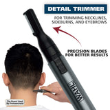 Wahl Micro Groomsman Personal Pen Trimmer & Detailer for Hygienic Grooming with Rinseable, Interchangeable Heads for Eyebrows, Neckline, Nose, Ears, & Other Detailing - Model 5640-600