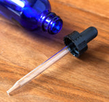 2 oz Cobalt Blue Glass Boston Round Dropper Bottle (10 Pack) + Funnel